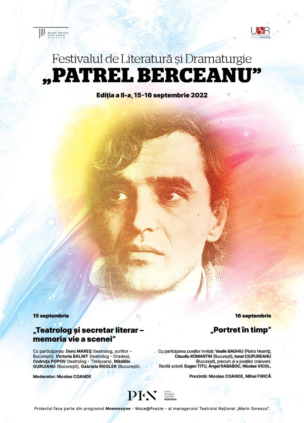 Festivalul de literatură Patrel Berceanu – ediția a II-a, 2022, Craiova, 15-16 septembrie
