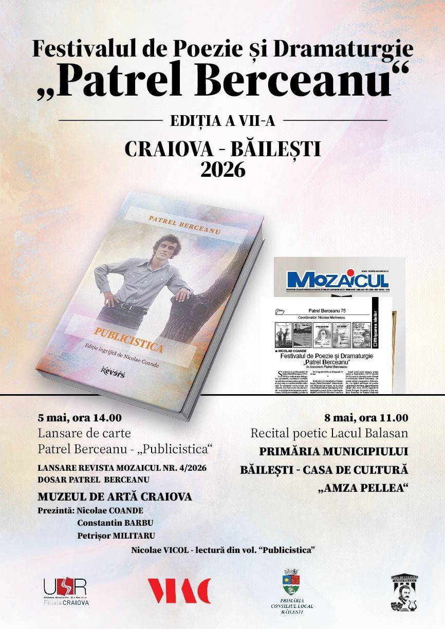 Festivalul de Poezie și Dramaturgie Patrel Berceanu Ediția a VII-a Craiova-Băilești 5-8 mai 2026